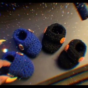 Hand made crochet baby booties.